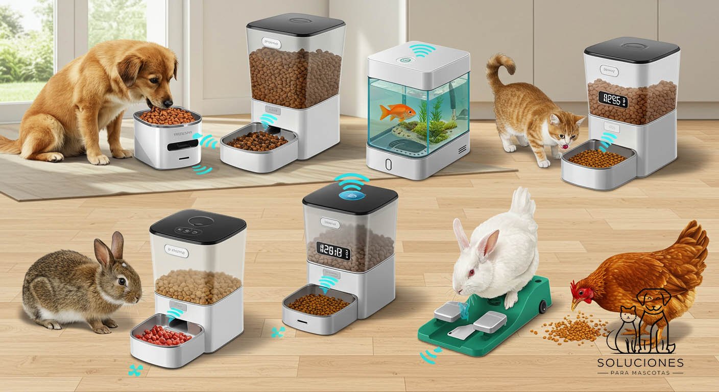 Distintos comederos automáticos según la mascota