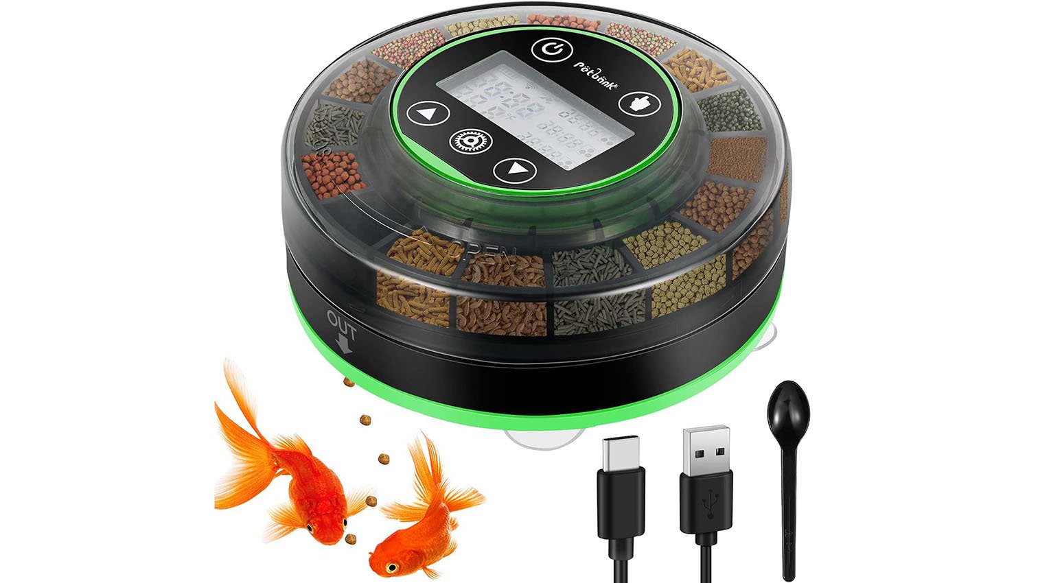Alimentador automático Petbank en acuario
